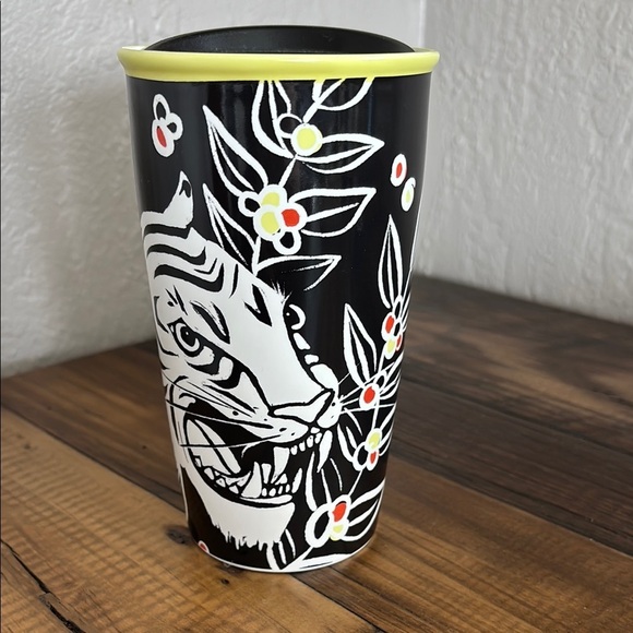 Starbucks Other - Starbucks Sumatra white Tiger double wall ceramic ceramic 12oz travel mug